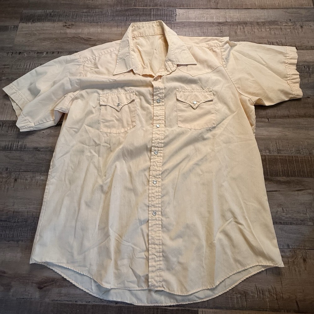 Yellow Pearl snap Western Shirt Short Sleeve Sz XL Cowboy Rodeo